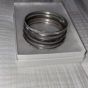 Silver Bangle Bracelet Set
